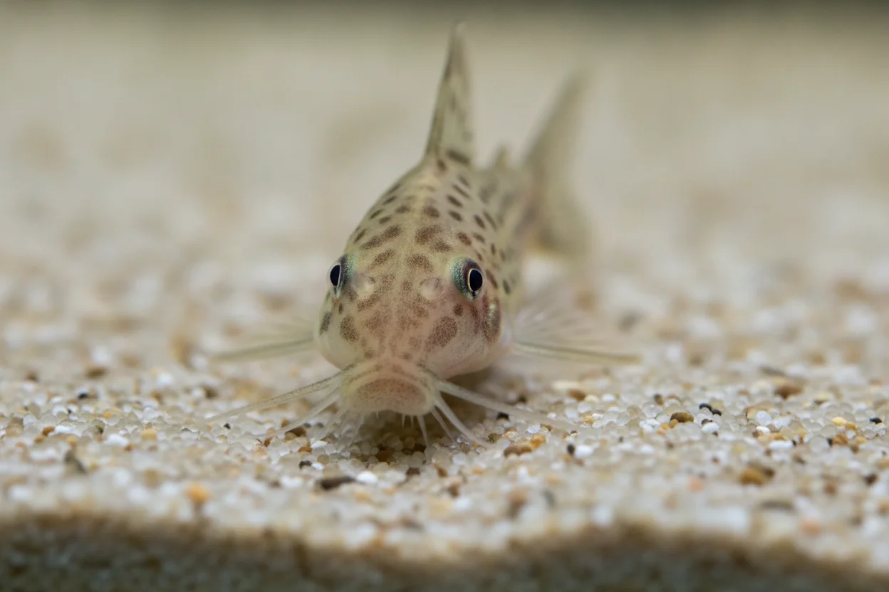 Comparativa de sustrato de arena fina redondeada versus grava angular, mostrando cuál es adecuado para corydoras