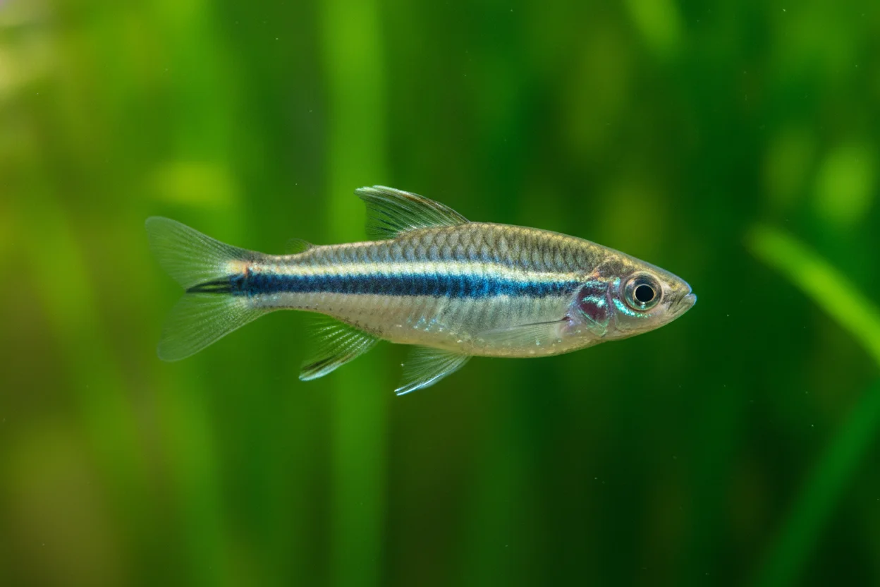 Danio cebra en acuario con rayas características